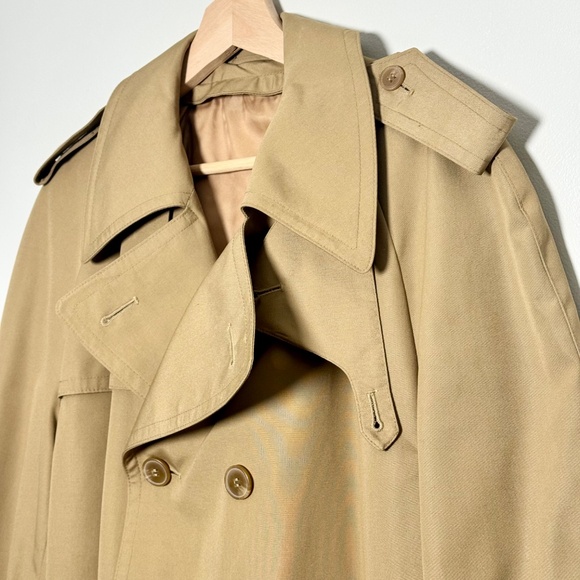 Vintage Long Cotton Blend Trench Coat with Nova Check Lining Sz 42 or Large - Picture 10 of 10
